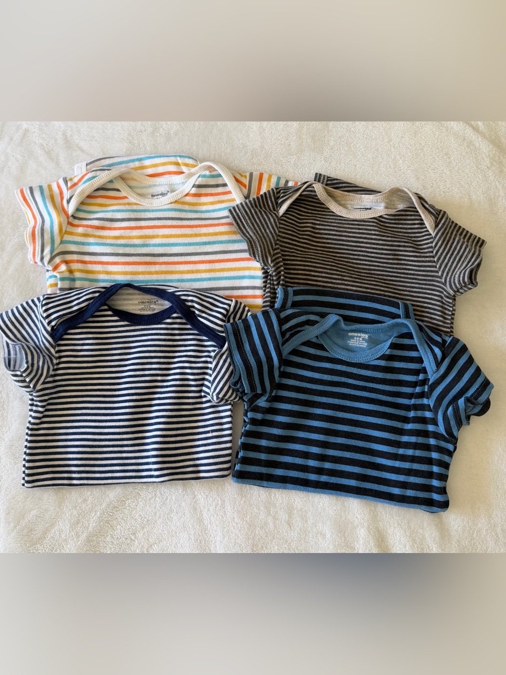 4 piece Bundle Baby Boy Striped Short Sleeve Onesies